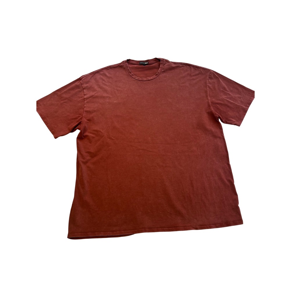 Fashion Nova Mens 3X Short Sleeve Washed Burgundy Red T-Shirt Streetwear Tee